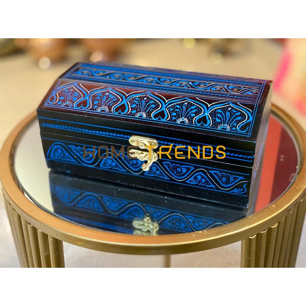Rectangular Blue And Black Naqshi Jewelry Box Boxes