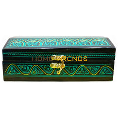 Rectangular Green Naqshi Jewelry Box Boxes