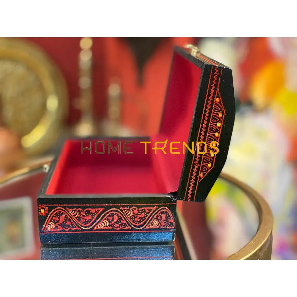 Rectangular Red And Black Naqshi Jewelry Box Boxes
