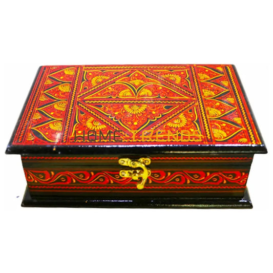 Rectangular Red Naqshi Jewelry Box Boxes