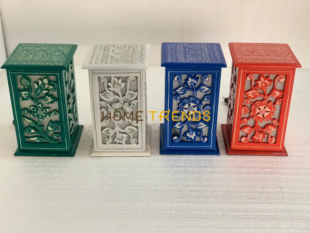 Red And White Flower Wooden Lamp Lamps