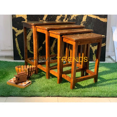 Royal Wooden Floral Nesting Table Set Of 4 Tables