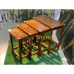 Royal Wooden Floral Nesting Table Set Of 4 Tables