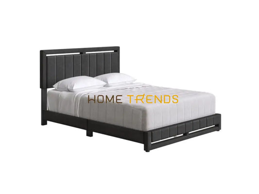 Roza Black Linen Upholstered Platform Bed