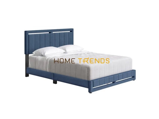 Roza Blue Linen Upholstered Platform Bed