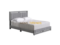 Roza Gray Linen Upholstered Platform Bed