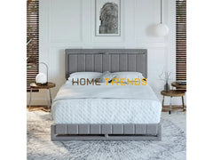 Roza Gray Linen Upholstered Platform Bed