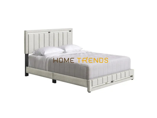 Roza White Linen Upholstered Platform Bed