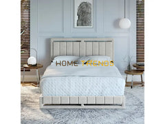 Roza White Linen Upholstered Platform Bed