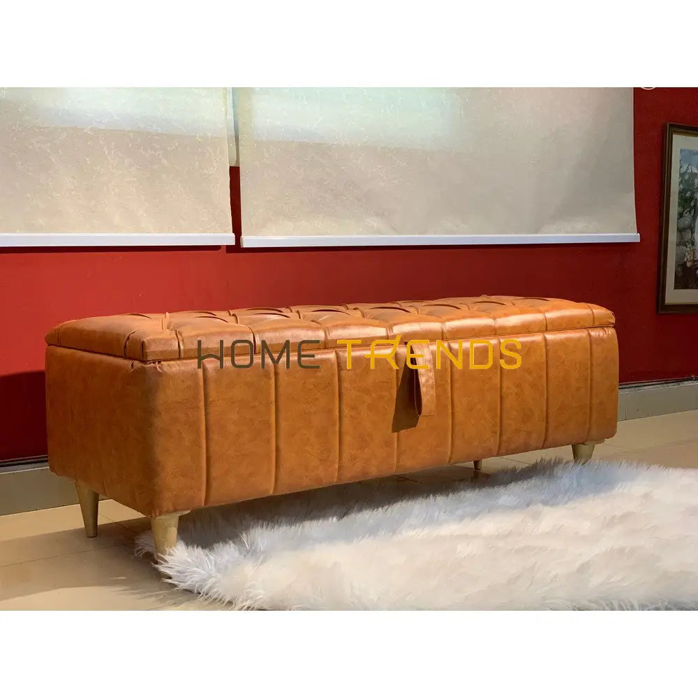 Saddlers Caramel Storage Bench Orange Benches & Stools