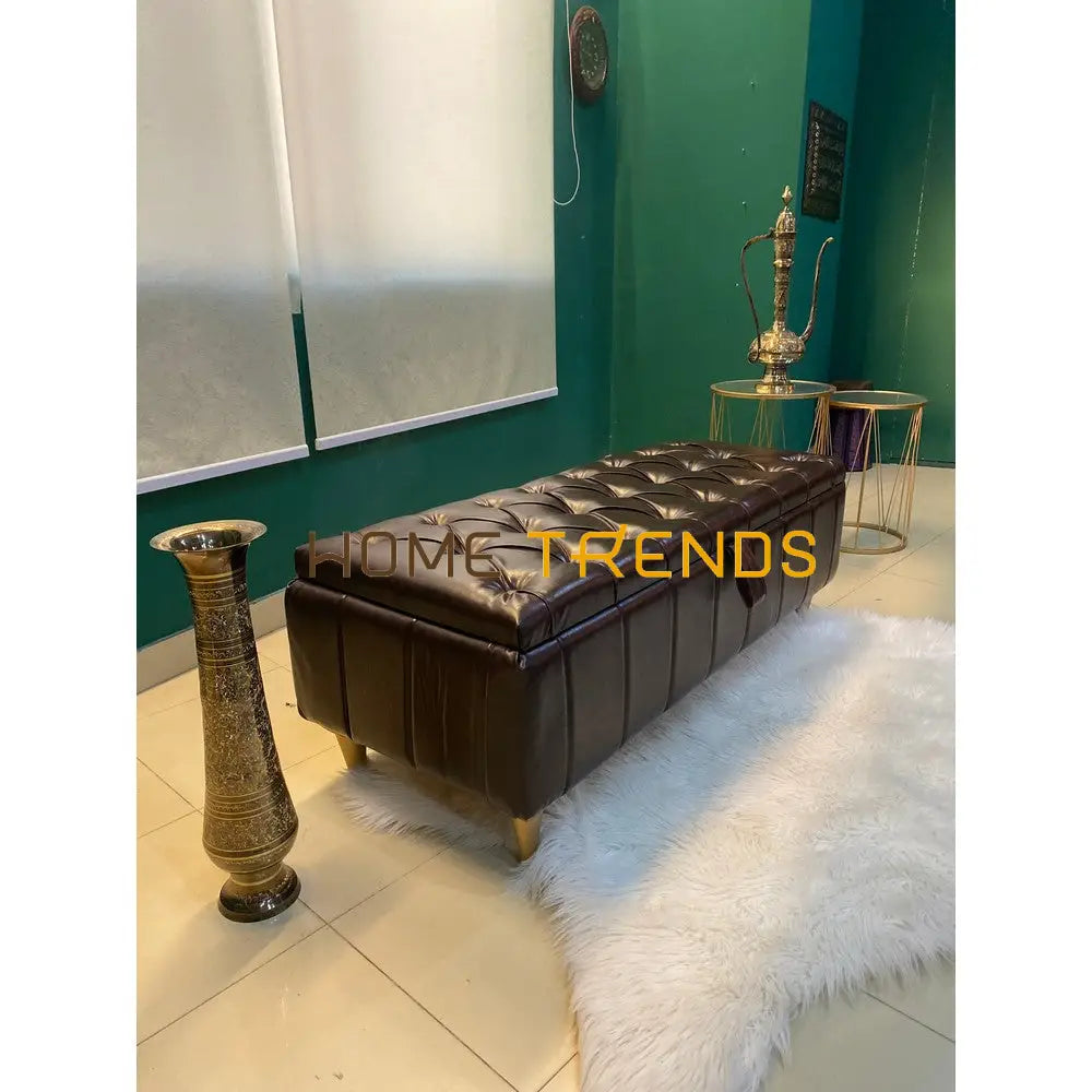 Saddlers Orange Storage Bench Brown Benches & Stools