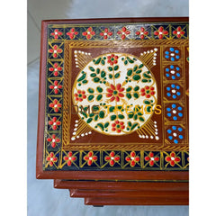 Swati Victorian Solid Wood Hand Painted Nesting Table Set Of 4 Tables