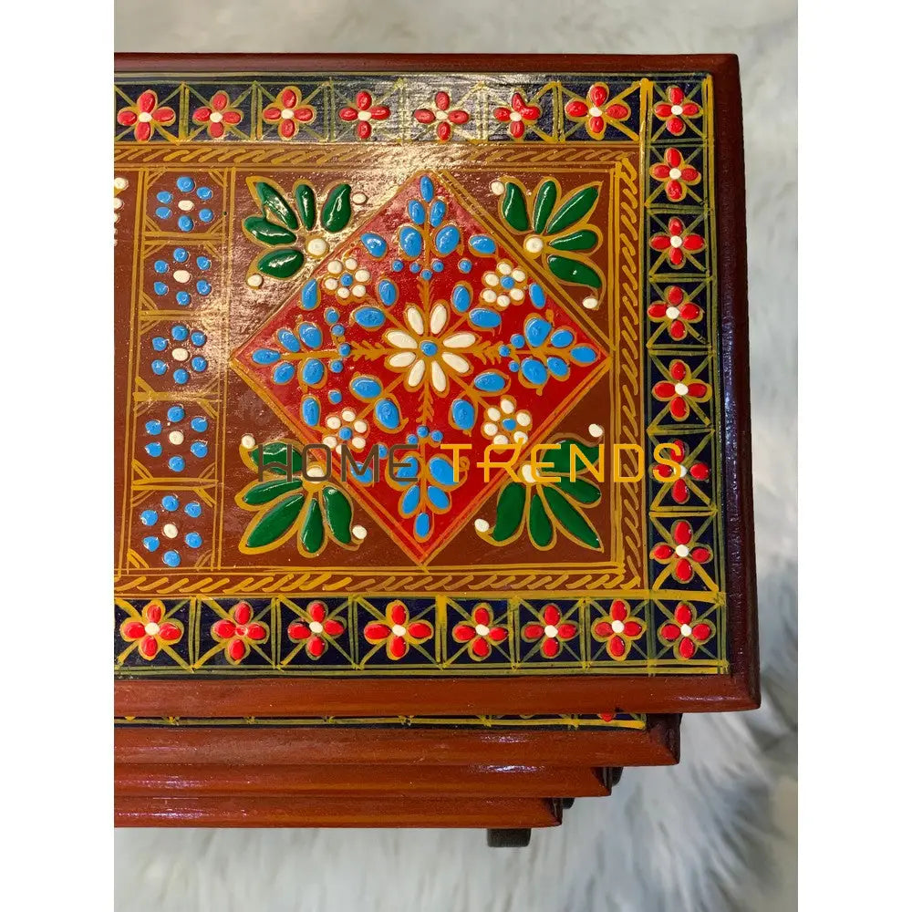 Swati Victorian Solid Wood Hand Painted Nesting Table Set Of 4 Tables