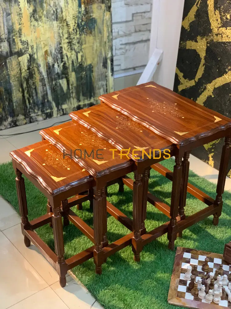 Sardar Wooden Paisley Nesting Table Set Of 4 Tables