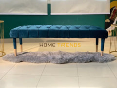 Sleeky Golden Velvet Bench Teal Benches & Stools