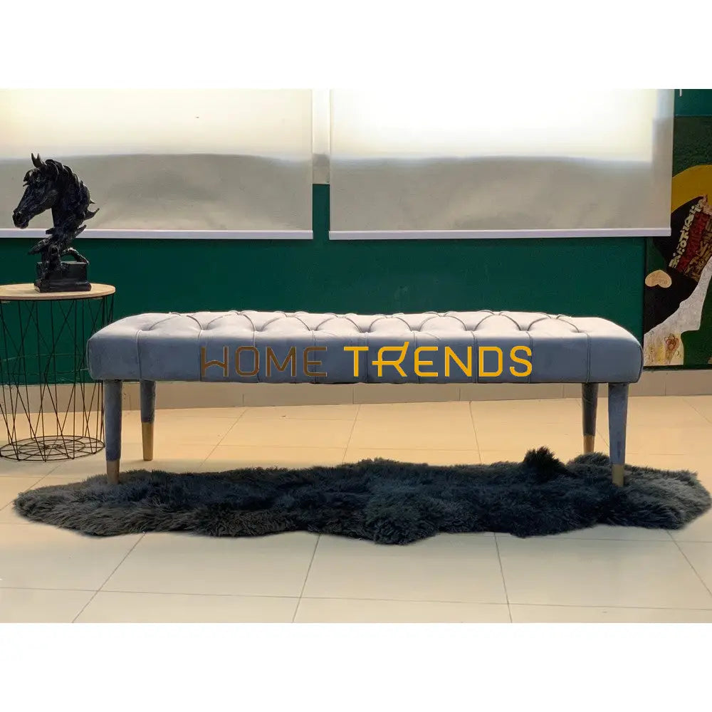 Sleeky Grey Velvet Bench Benches & Stools