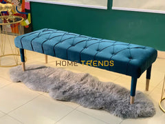 Sleeky Teal Velvet Bench Benches & Stools