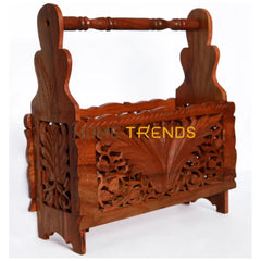 Solid Wood Hand Carved Multipurpose Rack Magazine Racks