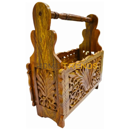 Solid Wood Hand Carved Multipurpose Rack Magazine Racks