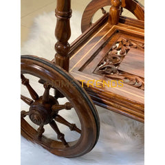 Solid Wood Handcarved Tea Trolley