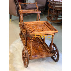 Solid Wood Mesh Multi Tier Rectangular Tea Trolley