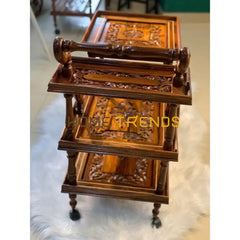Solid Wood Mesh Multi Tier Rectangular Tea Trolley
