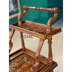 Solid Wood Mesh Multi Tier Rectangular Tea Trolley