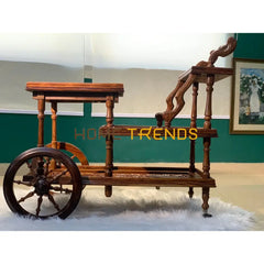 Solid Wood Mesh Multi Tier Rectangular Tea Trolley