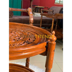 Solid Wood Mesh Round Tea Trolley