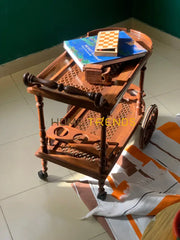 Solid Wood Mesh Tea Trolley