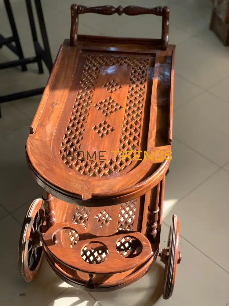 Solid Wood Mesh Tea Trolley