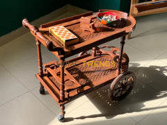 Solid Wood Mesh Tea Trolley