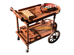 Solid Wood Mesh Tea Trolley