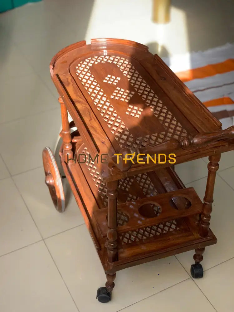 Solid Wood Mesh Tea Trolley