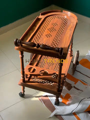 Solid Wood Mesh Tea Trolley