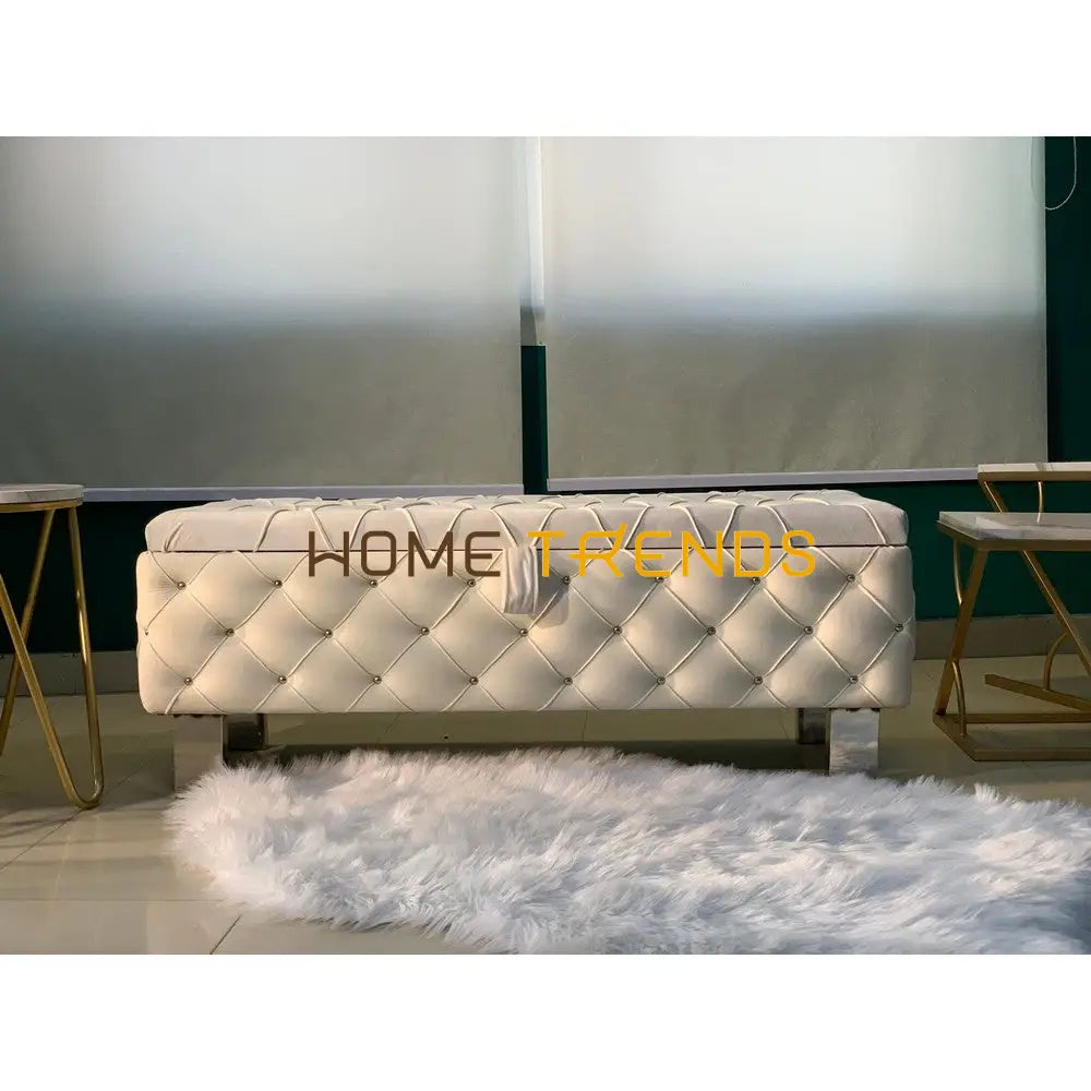 Sophie Golden Storage Bench Off White Benches & Stools