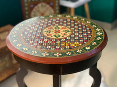 Spin Khwar Swati Solid Wood Hand Painted Flower Table Accent Tables