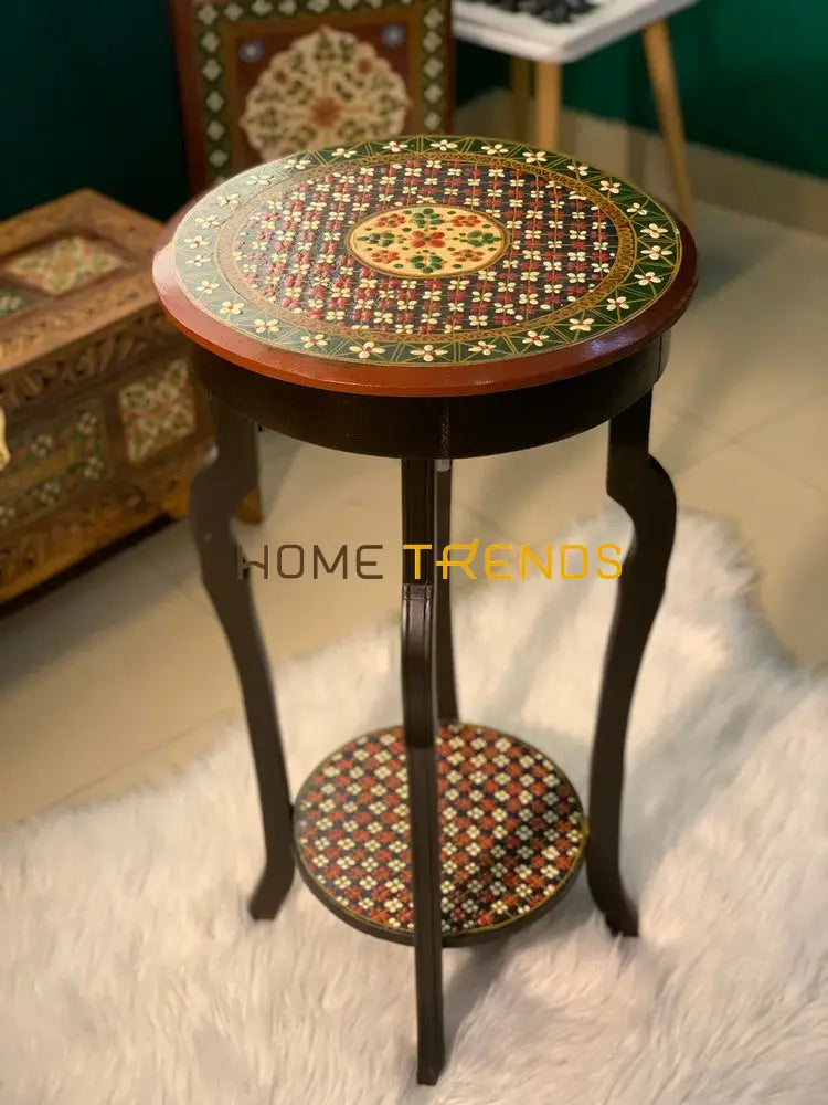 Spin Khwar Swati Solid Wood Hand Painted Flower Table Accent Tables