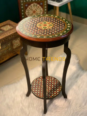 Spin Khwar Swati Solid Wood Hand Painted Flower Table Accent Tables