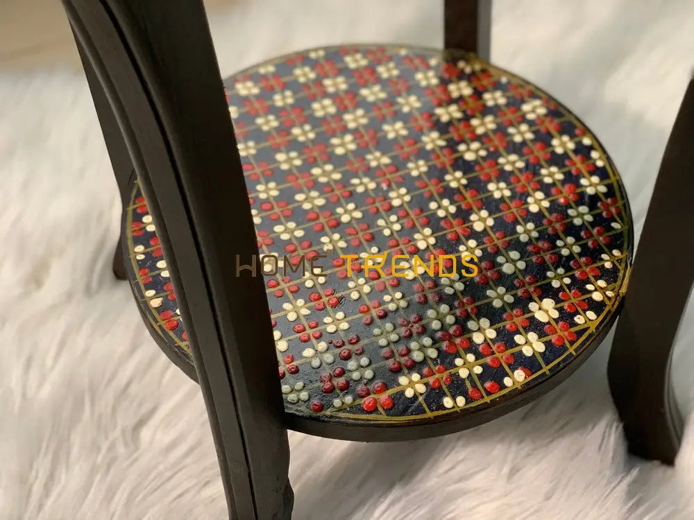 Spin Khwar Swati Solid Wood Hand Painted Flower Table Accent Tables