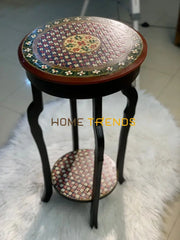 Spin Khwar Swati Solid Wood Hand Painted Flower Table Accent Tables