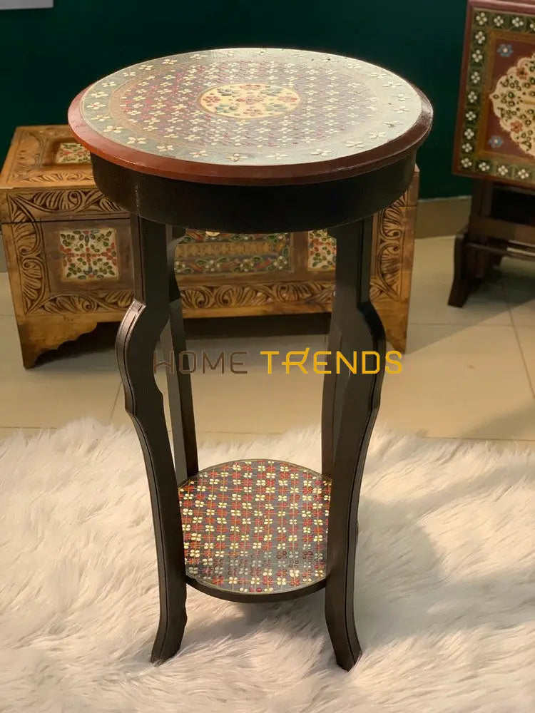 Spin Khwar Swati Solid Wood Hand Painted Flower Table Accent Tables