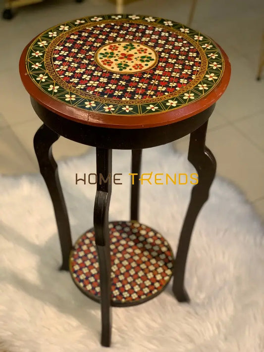 Spin Khwar Swati Solid Wood Hand Painted Flower Table Accent Tables