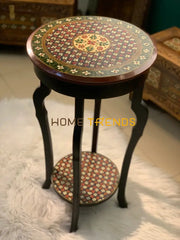 Spin Khwar Swati Solid Wood Hand Painted Flower Table Accent Tables