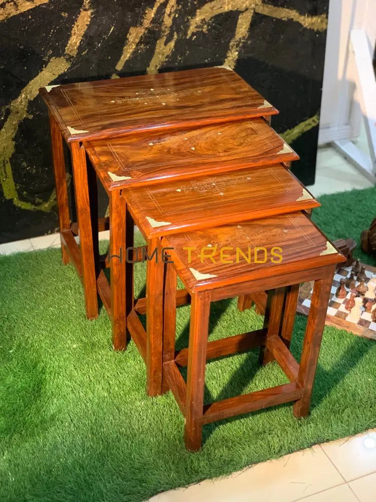 Streak Wooden Paisley Nesting Table Set Of 4 Tables