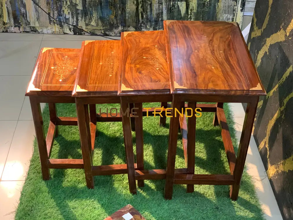 Streak Wooden Paisley Nesting Table Set Of 4 Tables
