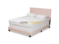 Tamira Modern And Contemporary Glam Light Pink/Black Upholstered Panel Bed