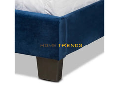 Tamira Modern and Contemporary Glam Navy Blue/Black Upholstered Panel Bed