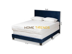 Tamira Modern and Contemporary Glam Navy Blue/Black Upholstered Panel Bed