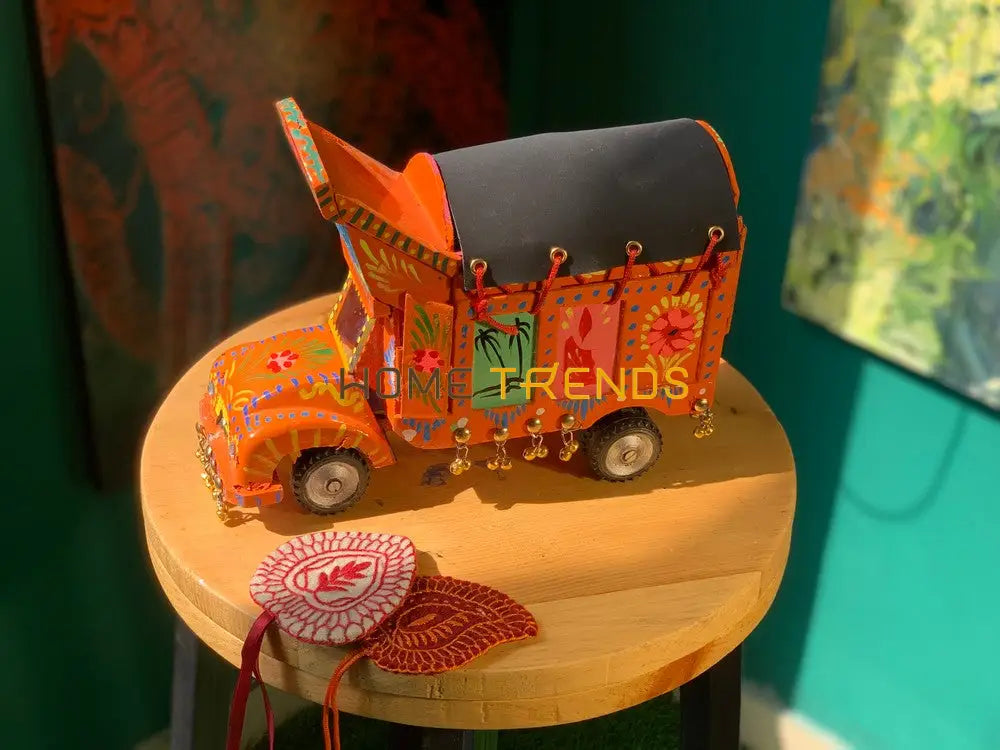Traditional Style Orange Large Truck Model Miscellaneous Decor